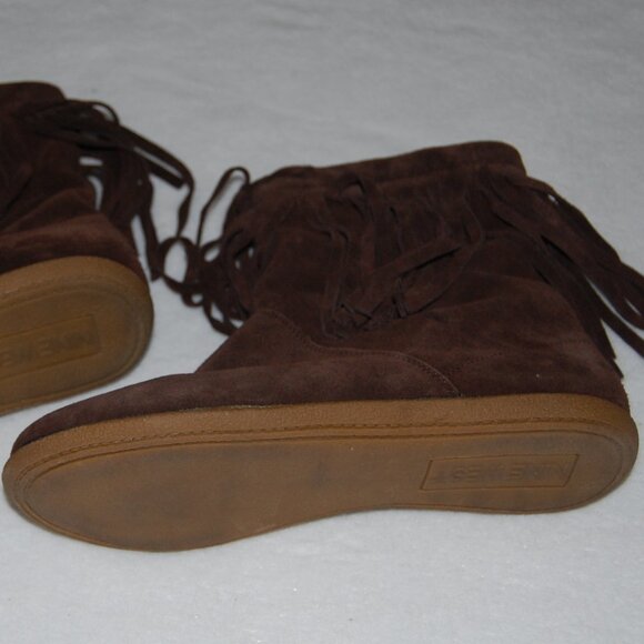 Nine West Genuine Leather Suede Fringe Boots, US 8M, Fur Lined, Chocolate Brown - Picture 10 of 10